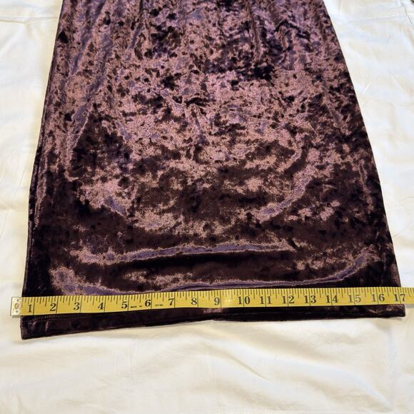 Maggy London Burgundy Crushed Velvet Midi Dress, Long Sleeve, Size 2 - Picture 13 of 14